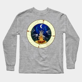 Campfire and night sky badge Long Sleeve T-Shirt